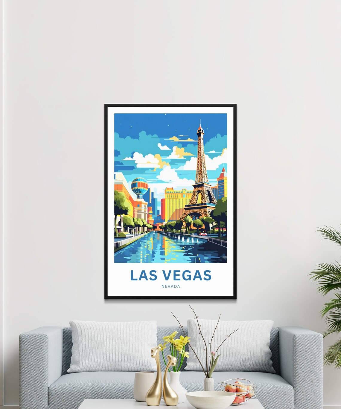 Personalized Las Vegas Strip Skyline Fountains Custom Travel Poster - Image 3