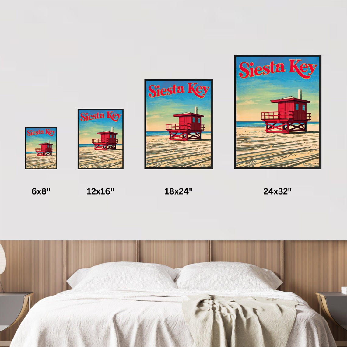 Siesta Key Florida Red Lifeguard Stand Beach Vintage Travel Poster - Image 4