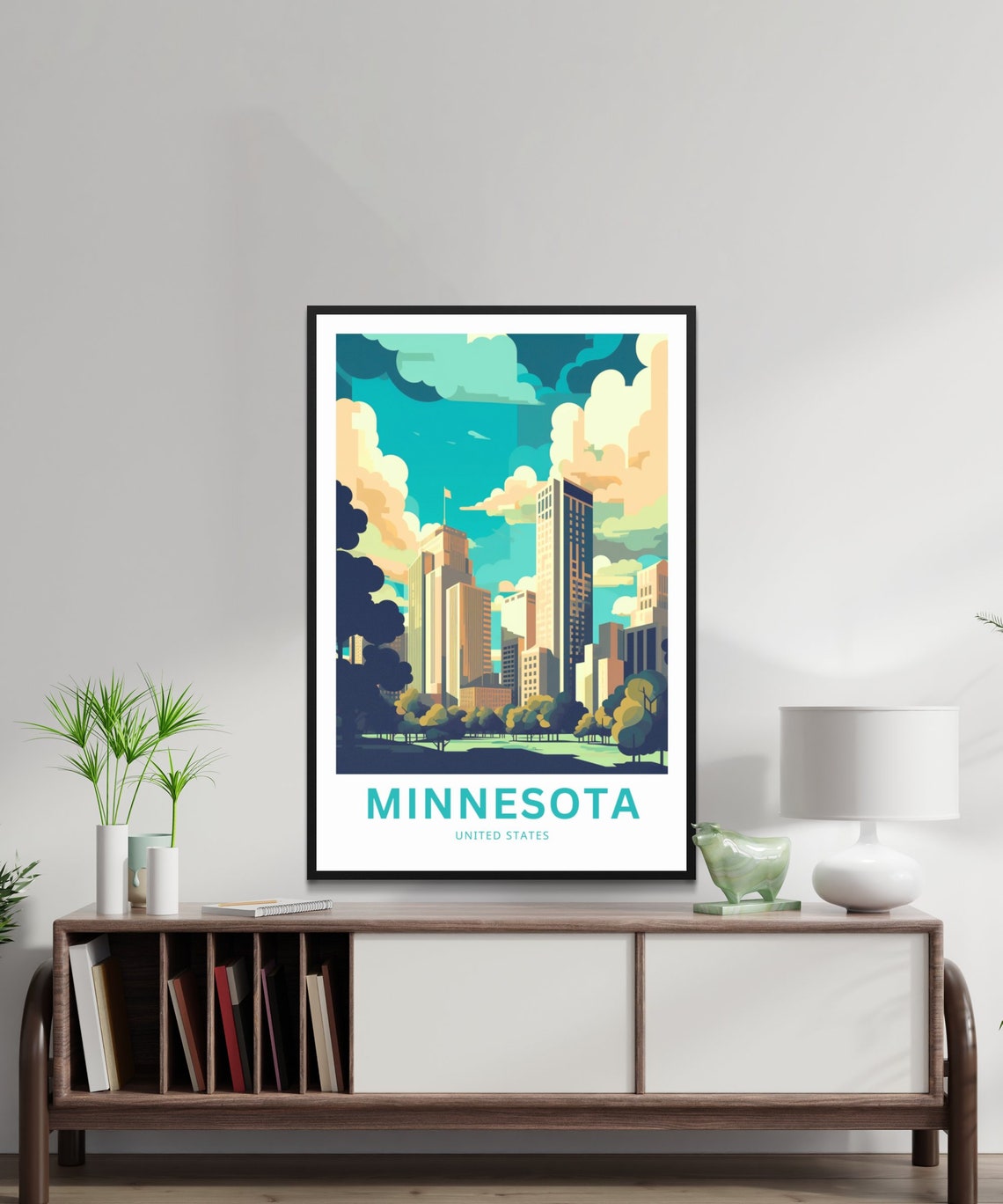 Minnesota Personalized Travel Poster City Skyline Custom Text Gift - Image 2