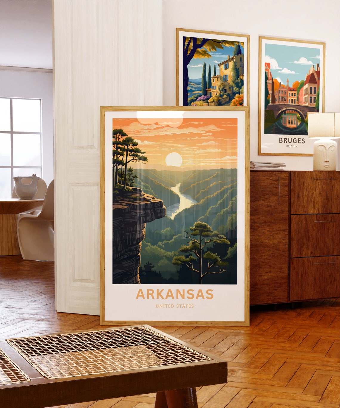 Arkansas Sunset Overlook River Valley Bluff Vintage Travel Poster - Image 5