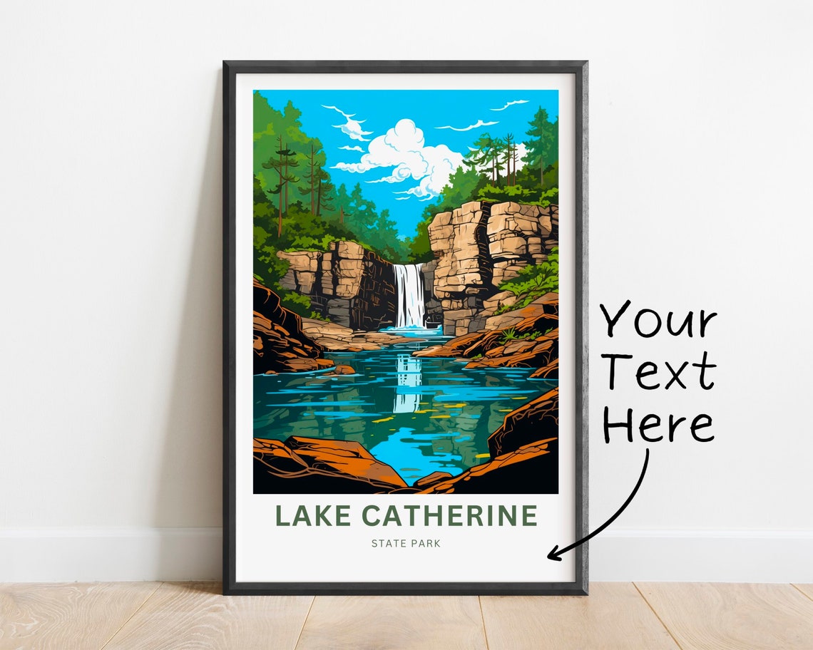 Personalized Lake Catherine State Park Waterfall Travel Poster