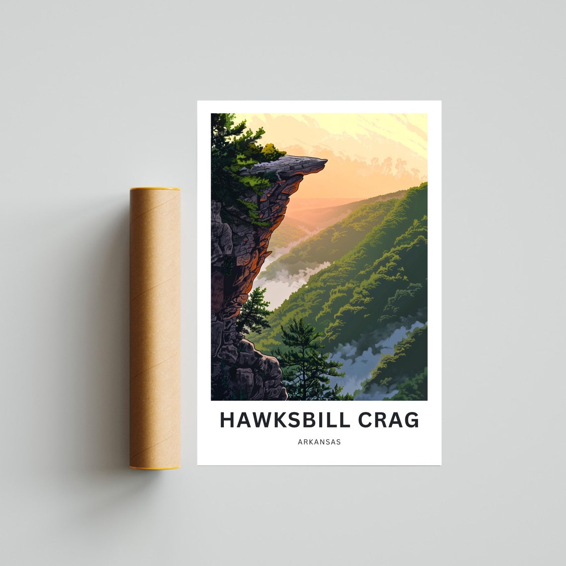 Personalized Hawksbill Crag Arkansas Blue Sky Cliff Travel Poster - Image 4