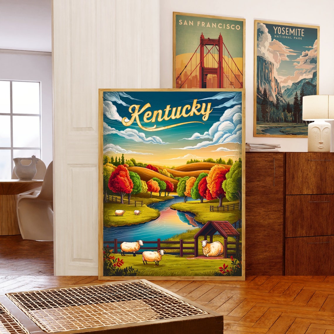 Kentucky Vintage Fall River Sheep Pasture Countryside Poster - Image 5