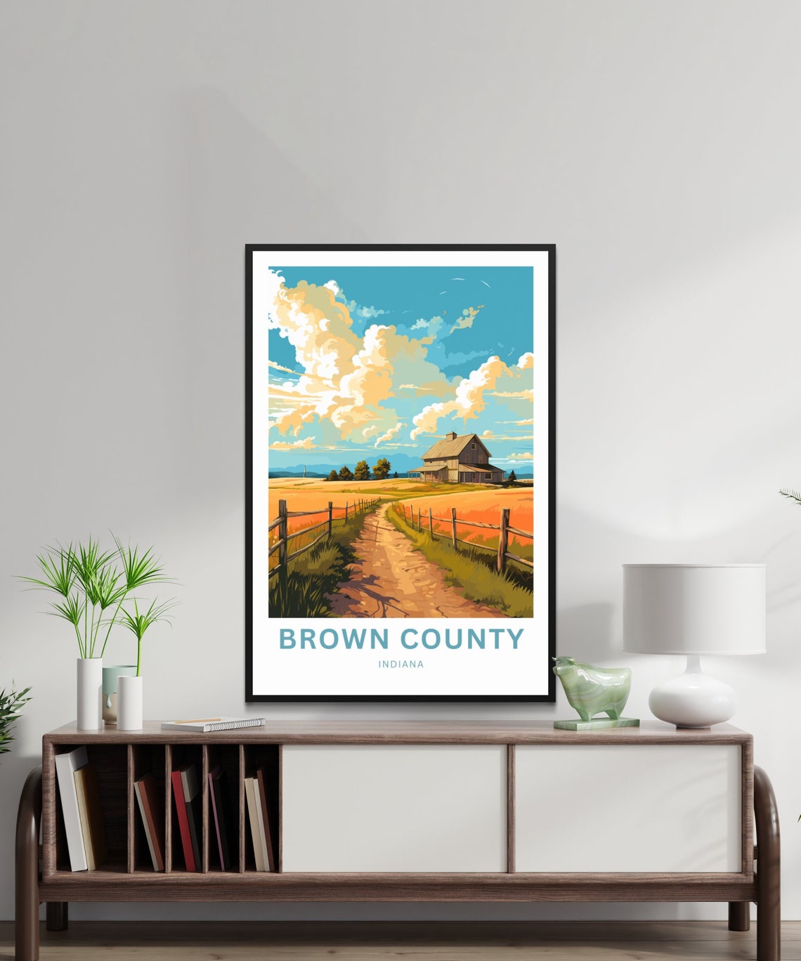 Brown County Indiana Barn Golden Wheat Field Dirt Path Poster - Image 2