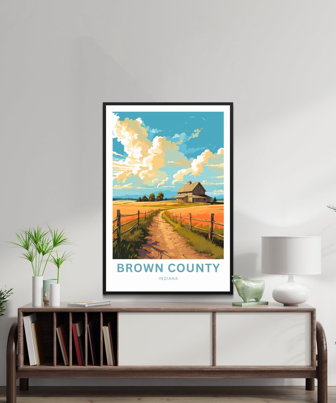 Brown County Indiana Personalized Farm Barn Country Road Travel Poster - Image 2