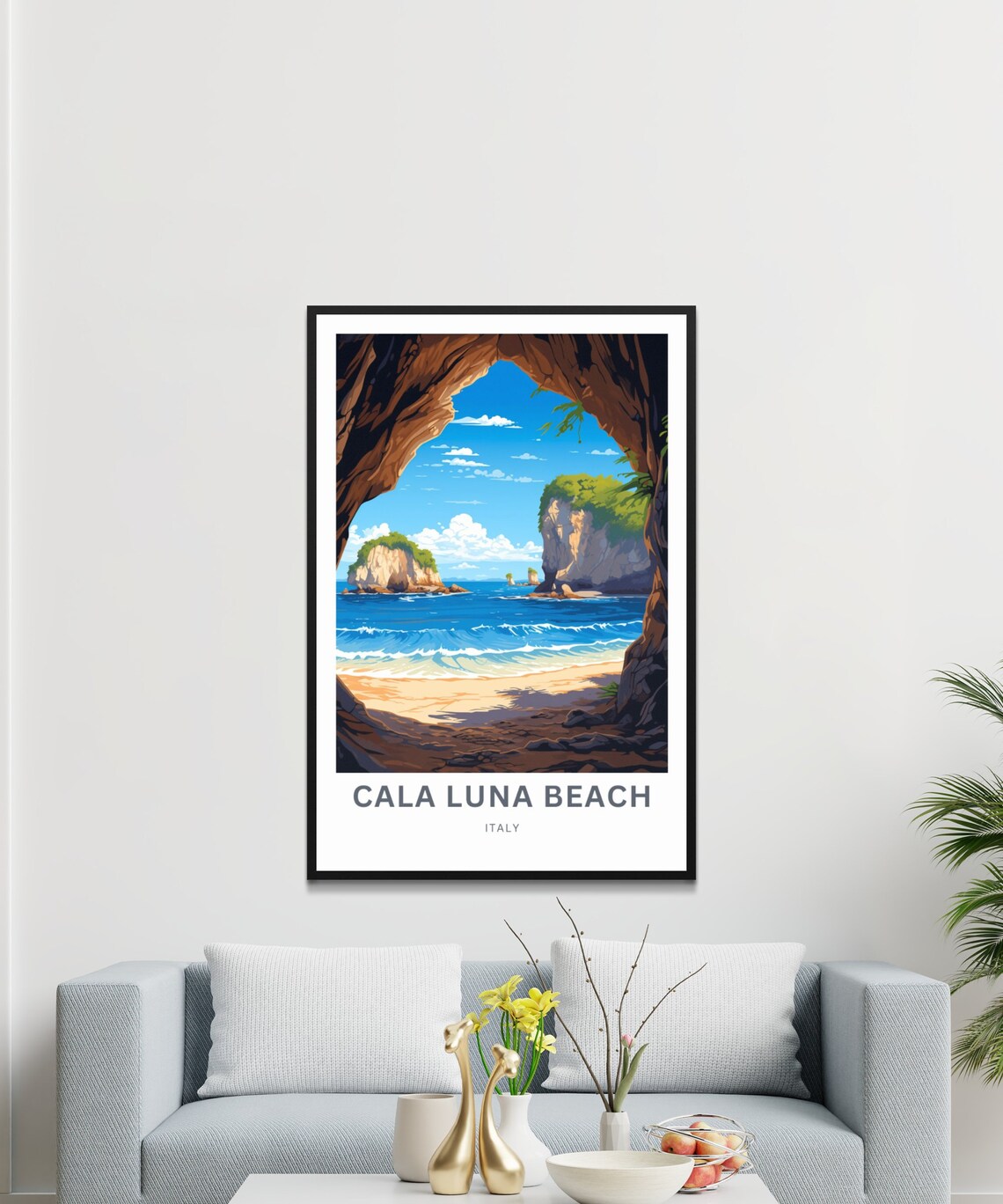 Cala Luna Beach Italy Sea Cave View Italian Coastal Travel Poster - Image 3