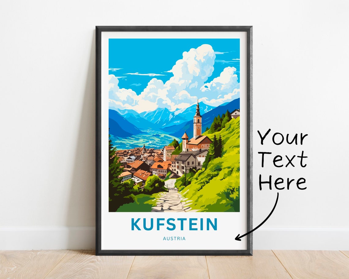 Kufstein Austria Alpine Village Church Mountain View Scene Poster