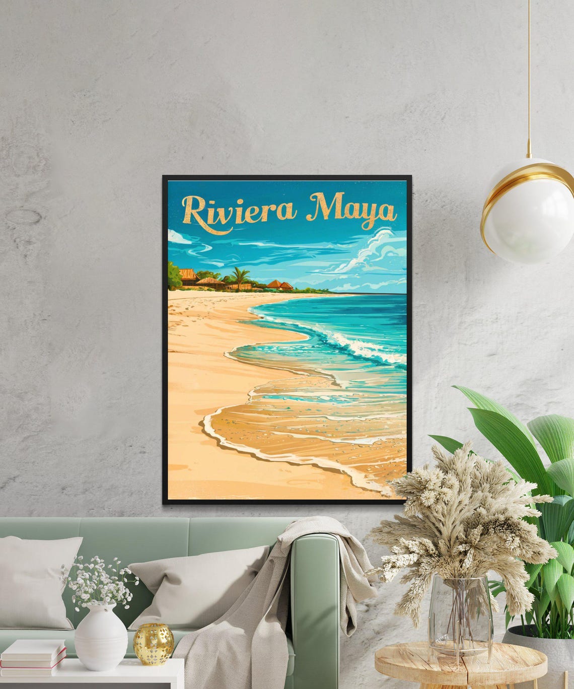 Riviera Maya Vintage Beach Huts Caribbean Coast Mexico Travel Poster - Image 4