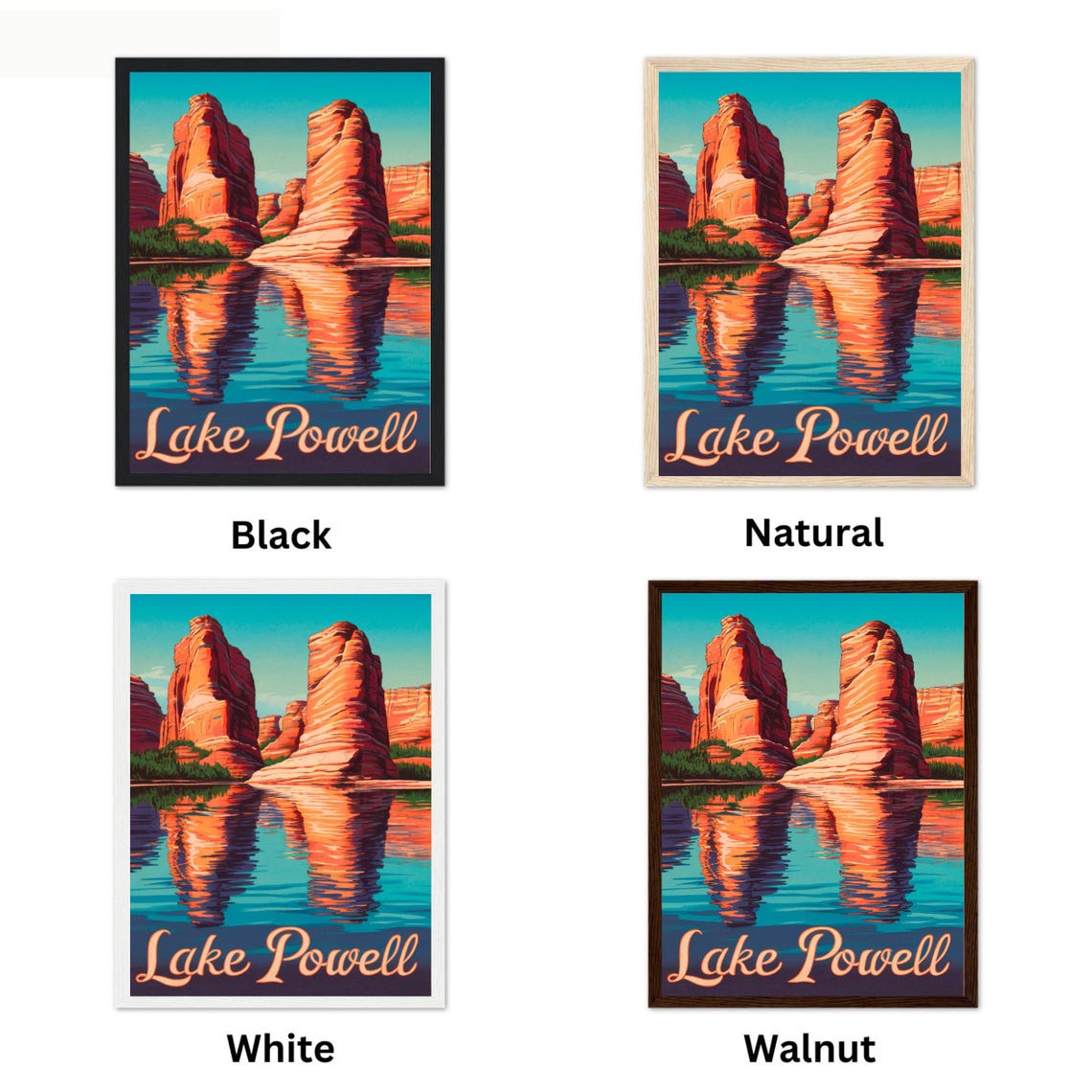 Lake Powell Vintage Red Rock Tower Lake Reflection Art Poster - Image 2