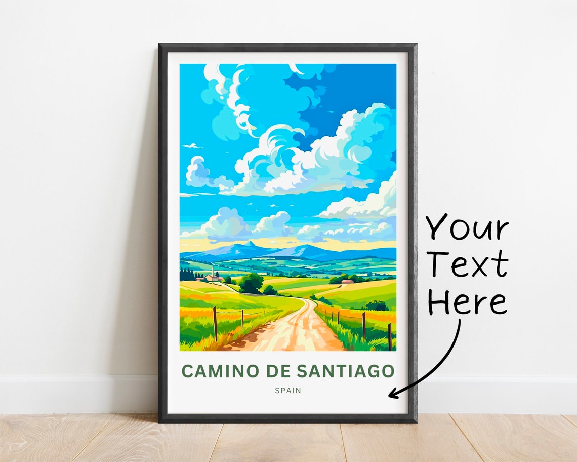 Camino de Santiago Spain Countryside Dirt Road Pilgrim Travel Poster