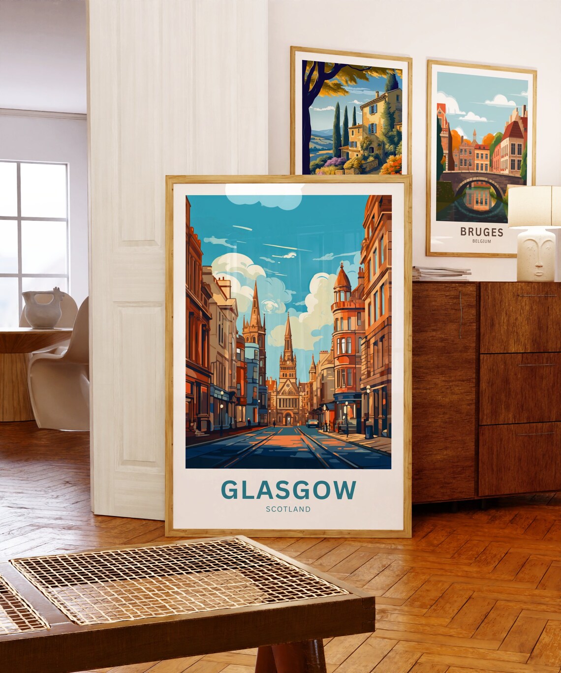 Glasgow Scotland Street of Spires View Personalized Travel Poster - Image 5