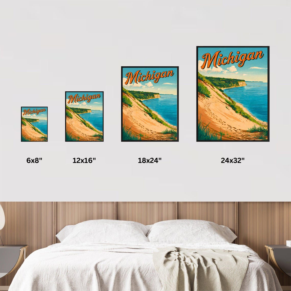 Michigan Sand Dunes Lake Michigan Shore Vintage Travel Poster - Image 2