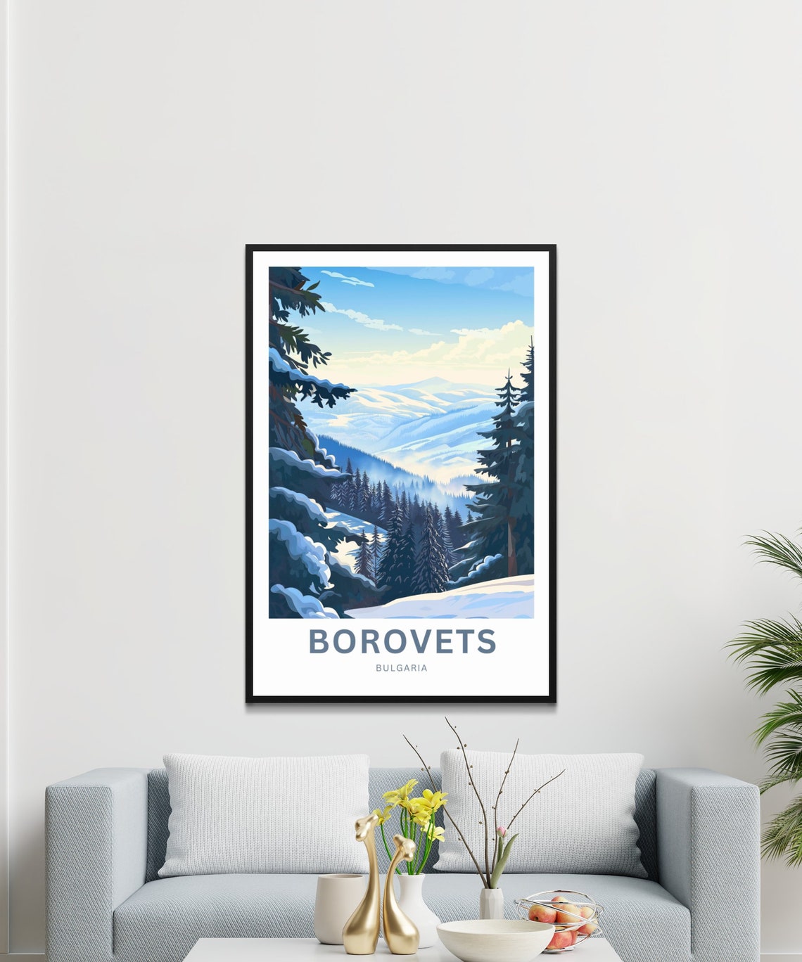 Borovets Bulgaria Snowy Panorama Dreamy Personalized Travel Poster - Image 3