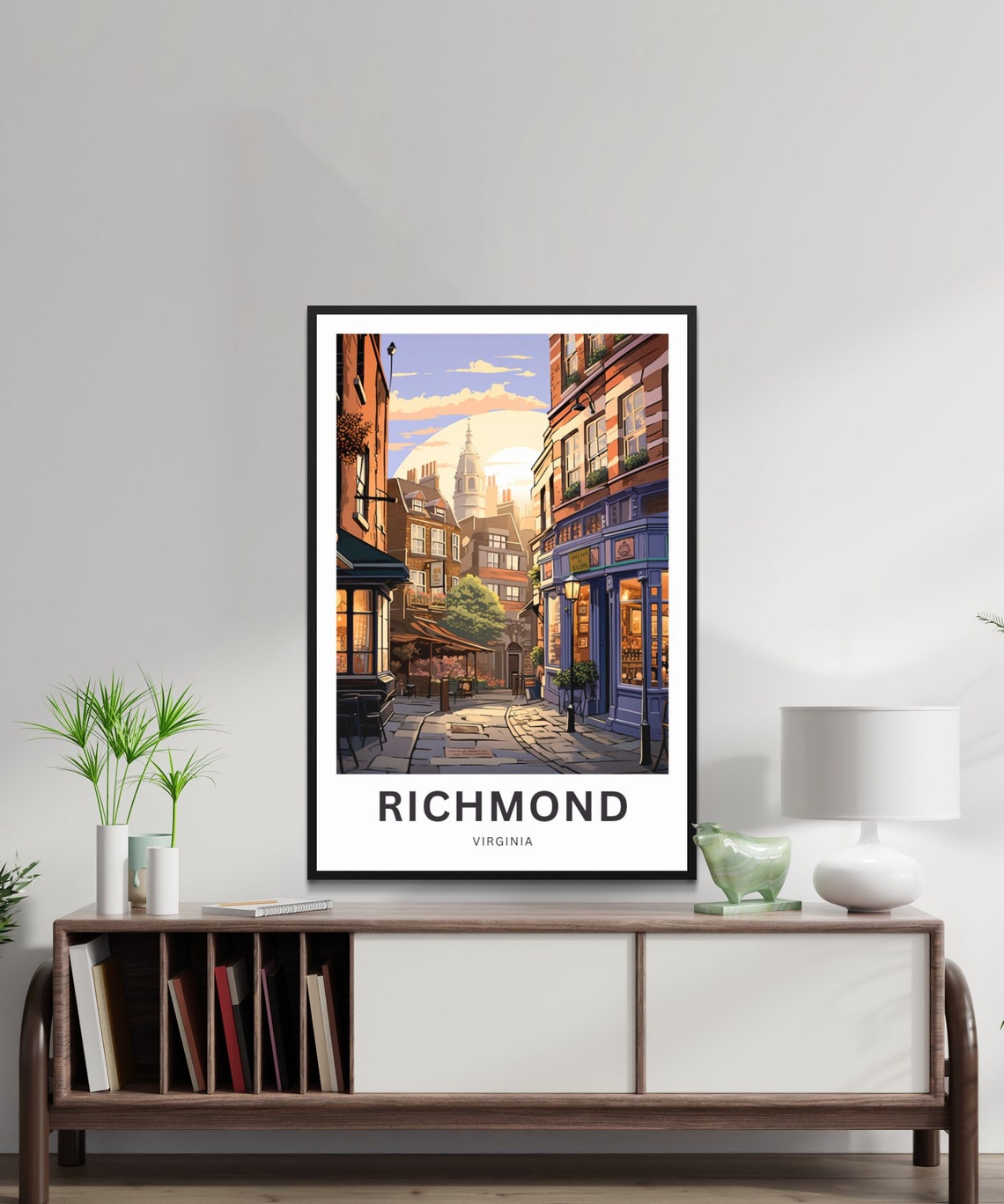 Richmond Virginia Historic Old Town Street Sunset Travel Poster - Image 2