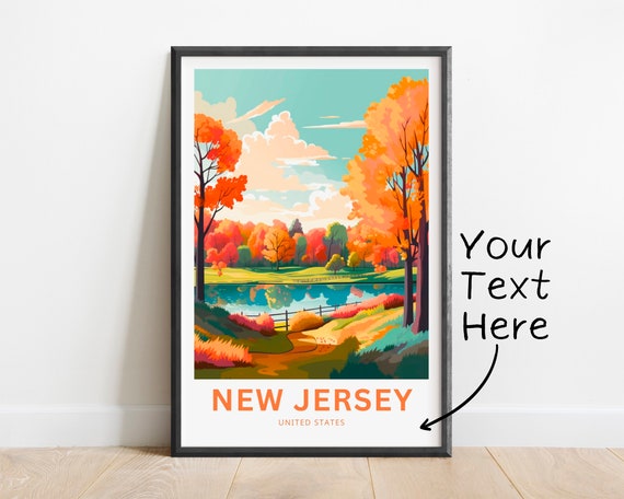 Personalized New Jersey Travel Print New Jersey Poster United States Wall Art Framed Present Gift United States Present