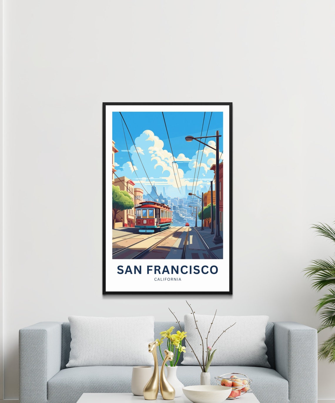 San Francisco California Cable Car Street Personalized Poster - Image 2