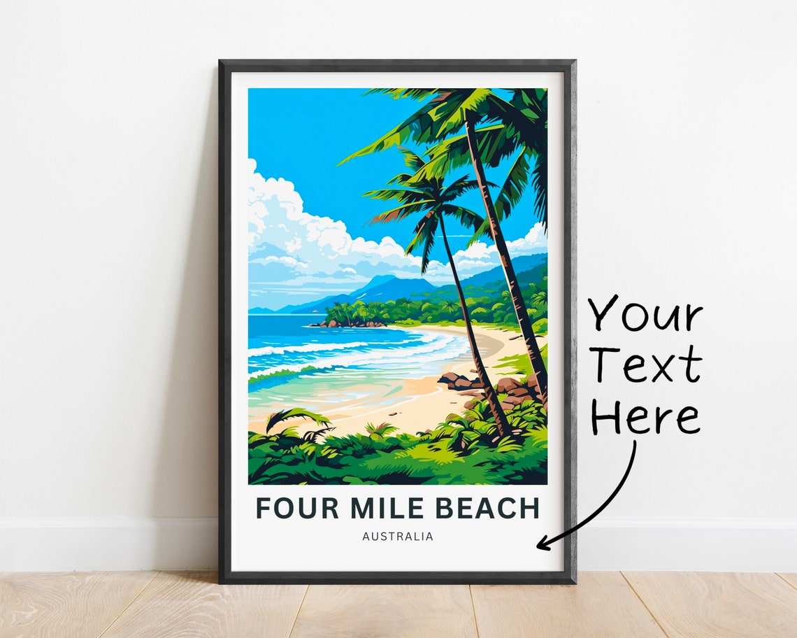 Four Mile Beach Australia Tropical Palms Vintage Travel Poster Gift - Image 2