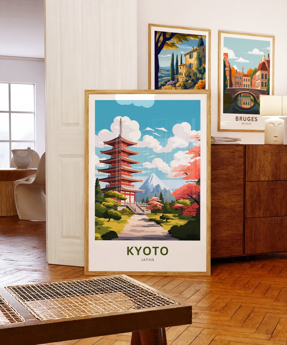 Kyoto Japan Red Pagoda Temple Autumn Maple Garden Travel Poster - Image 5