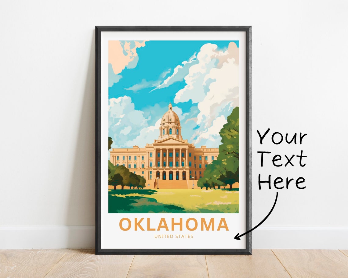Personalized Oklahoma Grand Domed Capitol Building Travel Poster