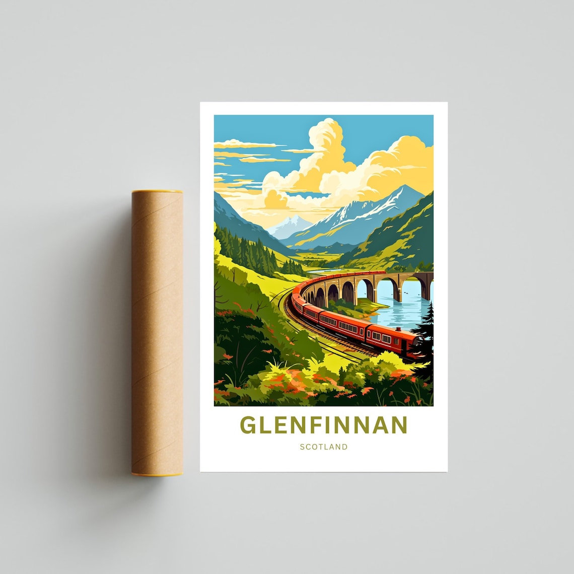 Glenfinnan Viaduct Curved Lake Crossing Train Scotland Poster - Image 4