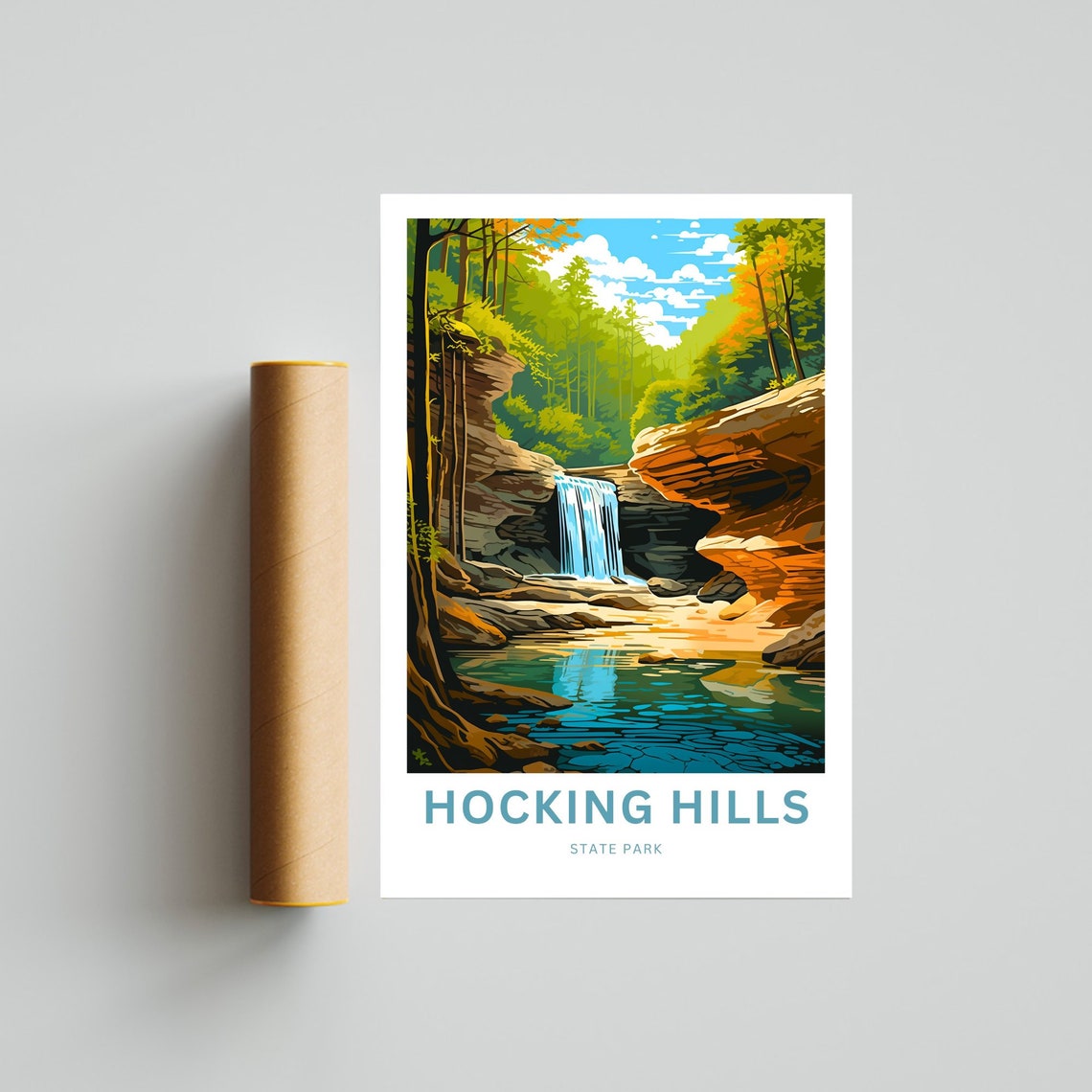 Hocking Hills State Park Sandstone Canyon Waterfall Scene Poster - Image 4