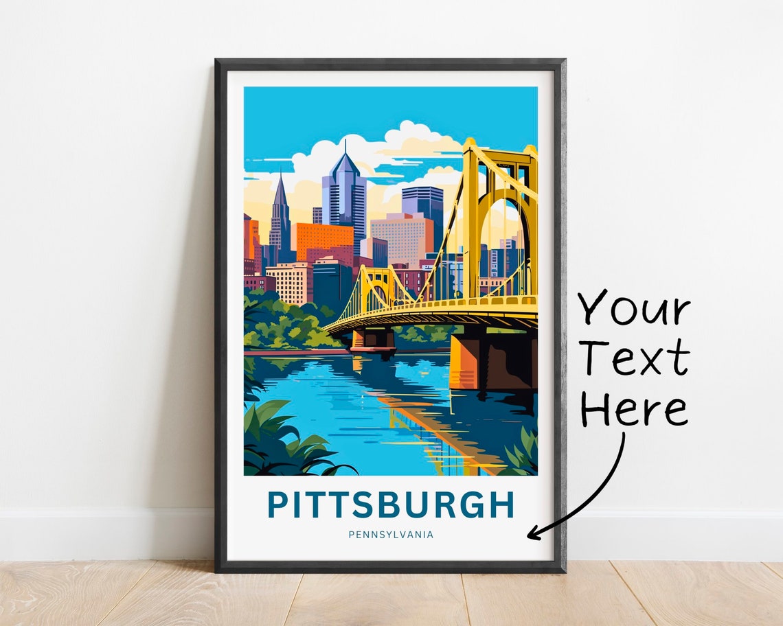 Personalized Pittsburgh Pennsylvania Yellow Bridge Skyline Poster