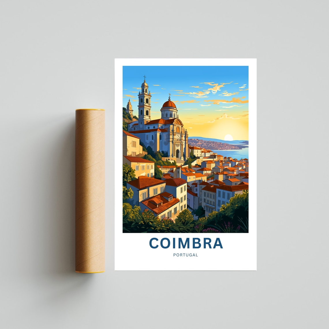 Coimbra Portugal Sunset Rooftops River View Custom Travel Poster - Image 4