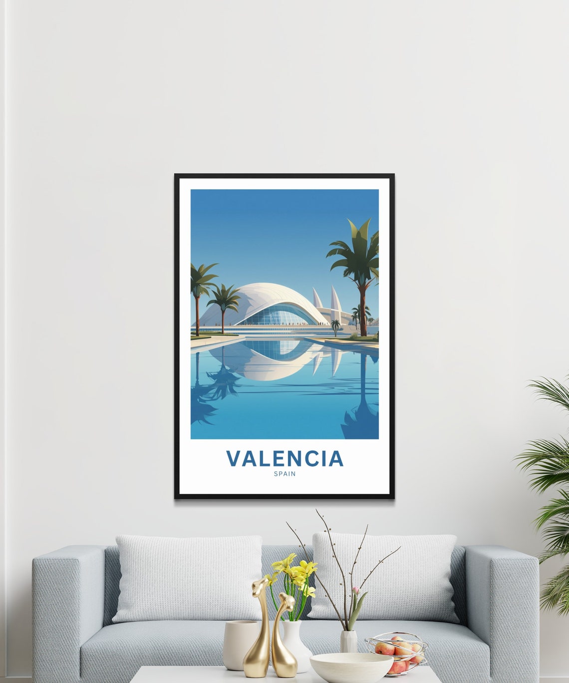 Valencia Spain Modern Architecture Poolside Travel Poster Art - Image 3