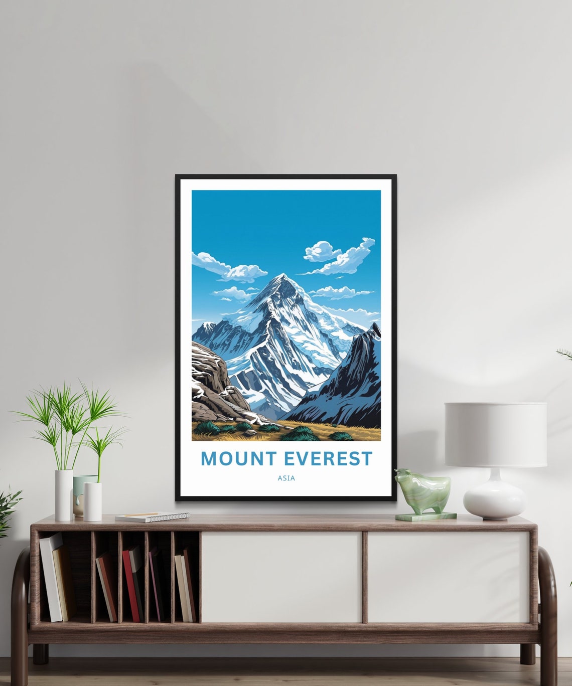 Mount Everest Asia Snowy Himalayan Peak Custom Text Travel Poster - Image 2