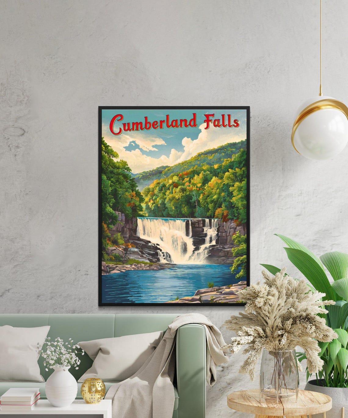 Cumberland Falls Autumn Forest Waterfall Vintage Travel Poster - Image 2