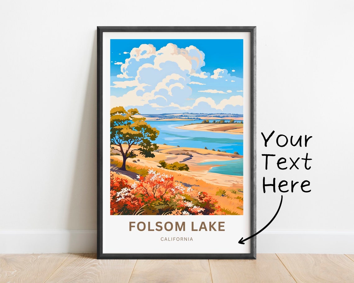 Personalized Folsom Lake California Shoreline Wildflowers Poster