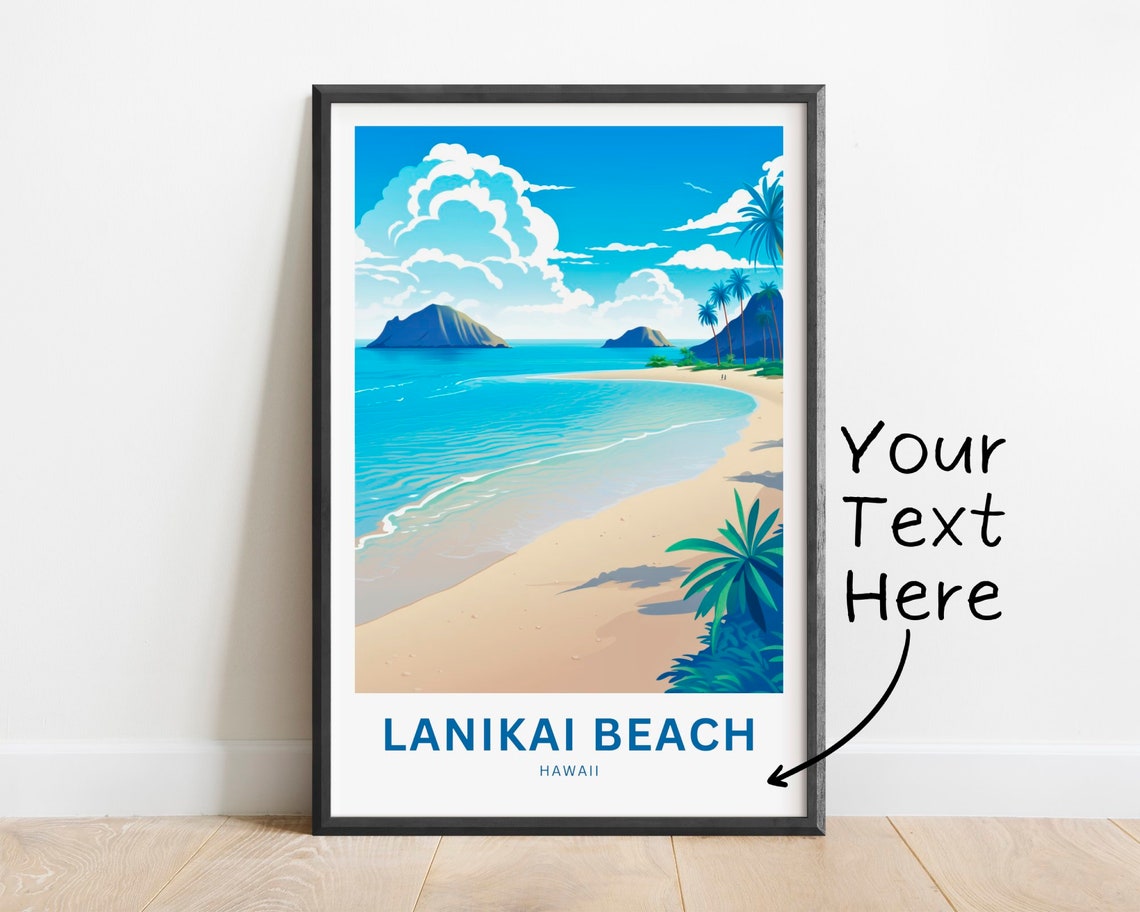 Lanikai Beach Hawaii Turquoise Bay Personalized Travel Poster