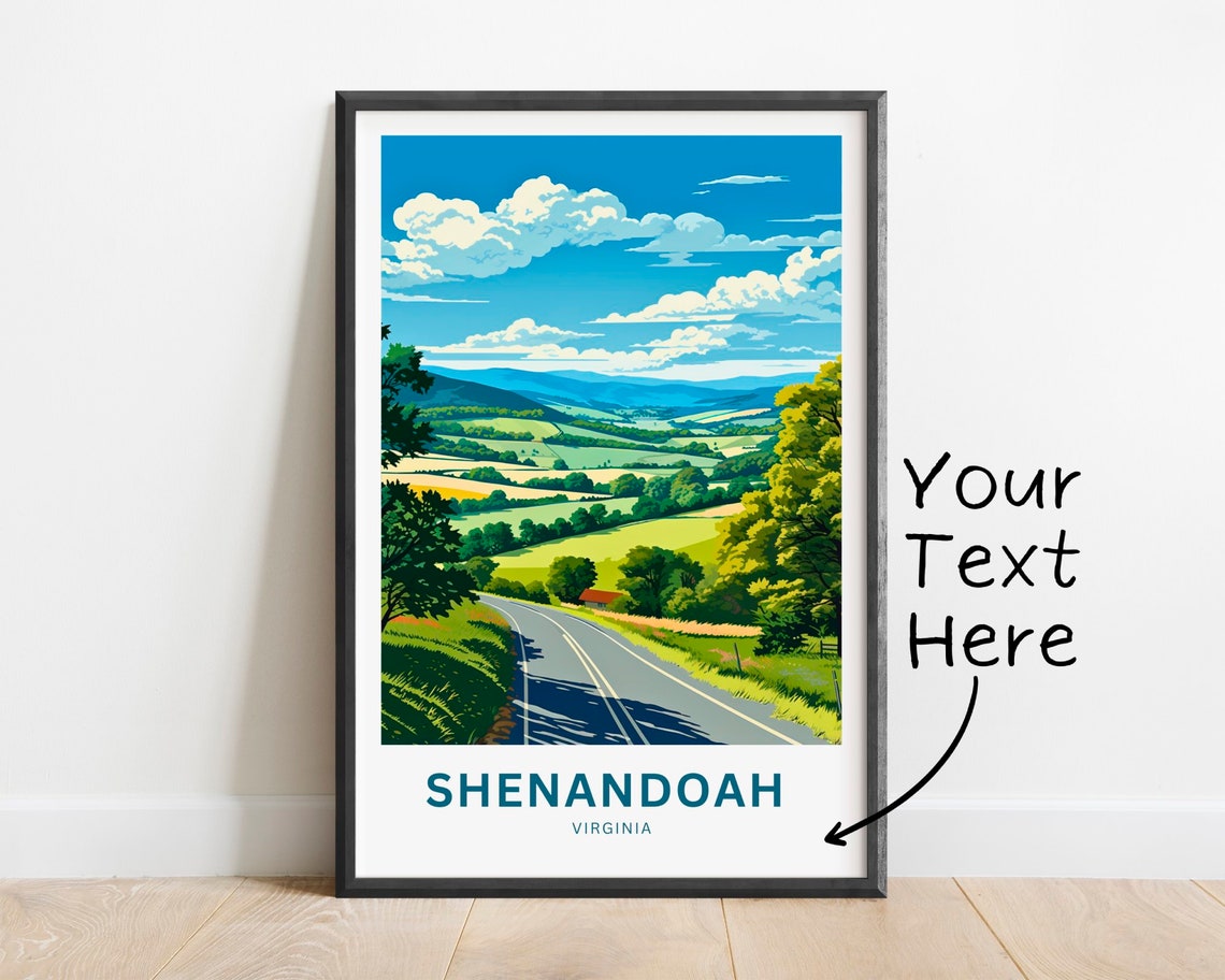 Shenandoah Virginia Personalized Green Summer Valley Travel Poster