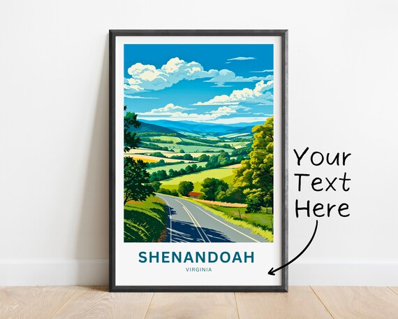 Shenandoah Virginia Personalized Green Summer Valley Travel Poster