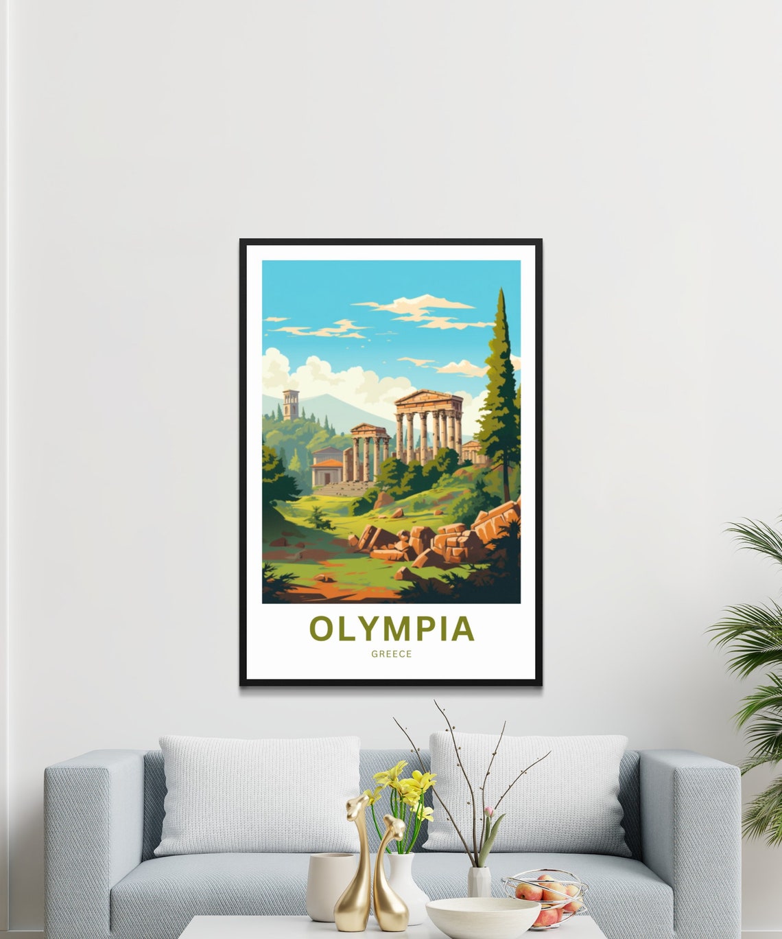 Olympia Greece Doric Columns River Valley Retro Travel Poster - Image 3