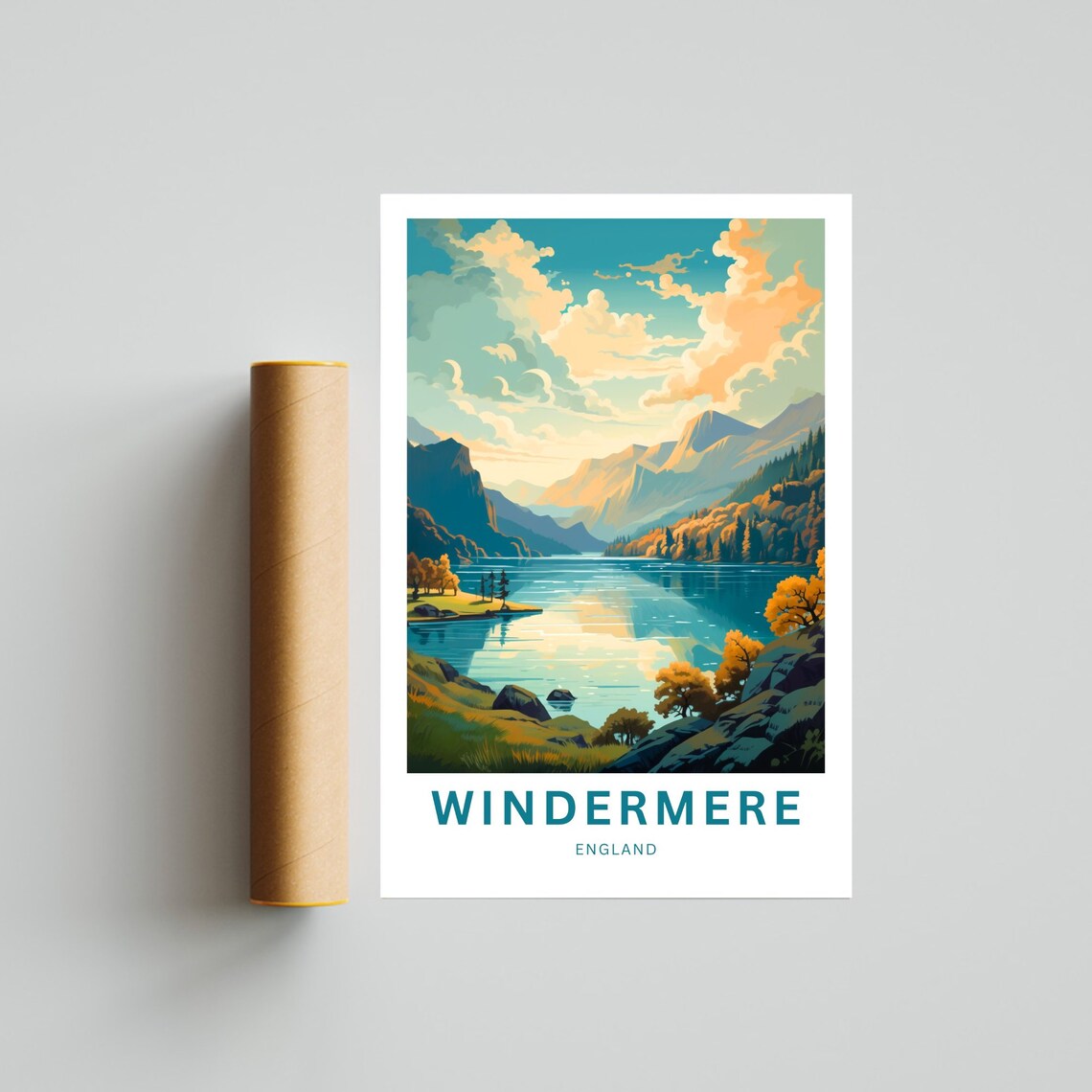 Windermere Lake Travel Poster, England Wall Art - Image 4