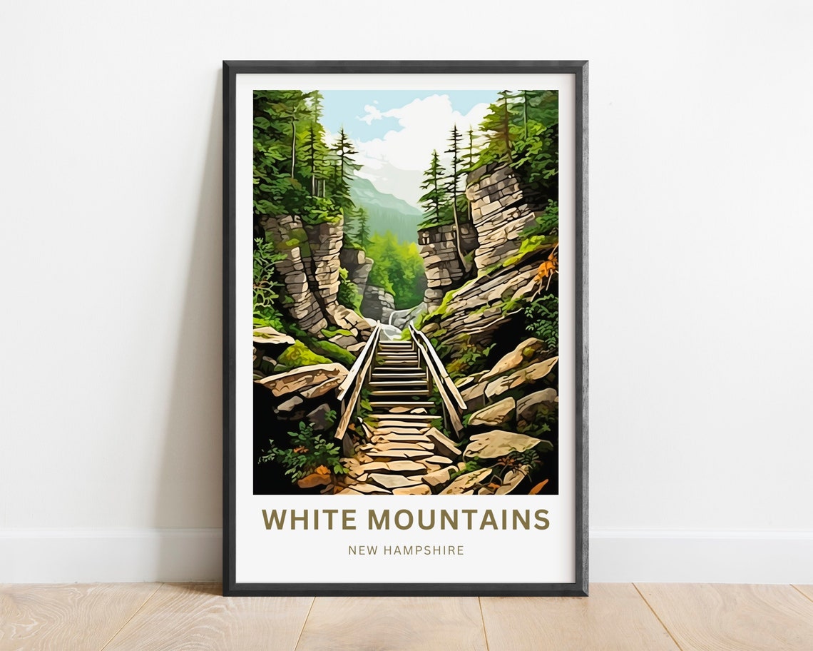 White Mountains New Hampshire Gorge Trail Custom Text Poster - Image 2