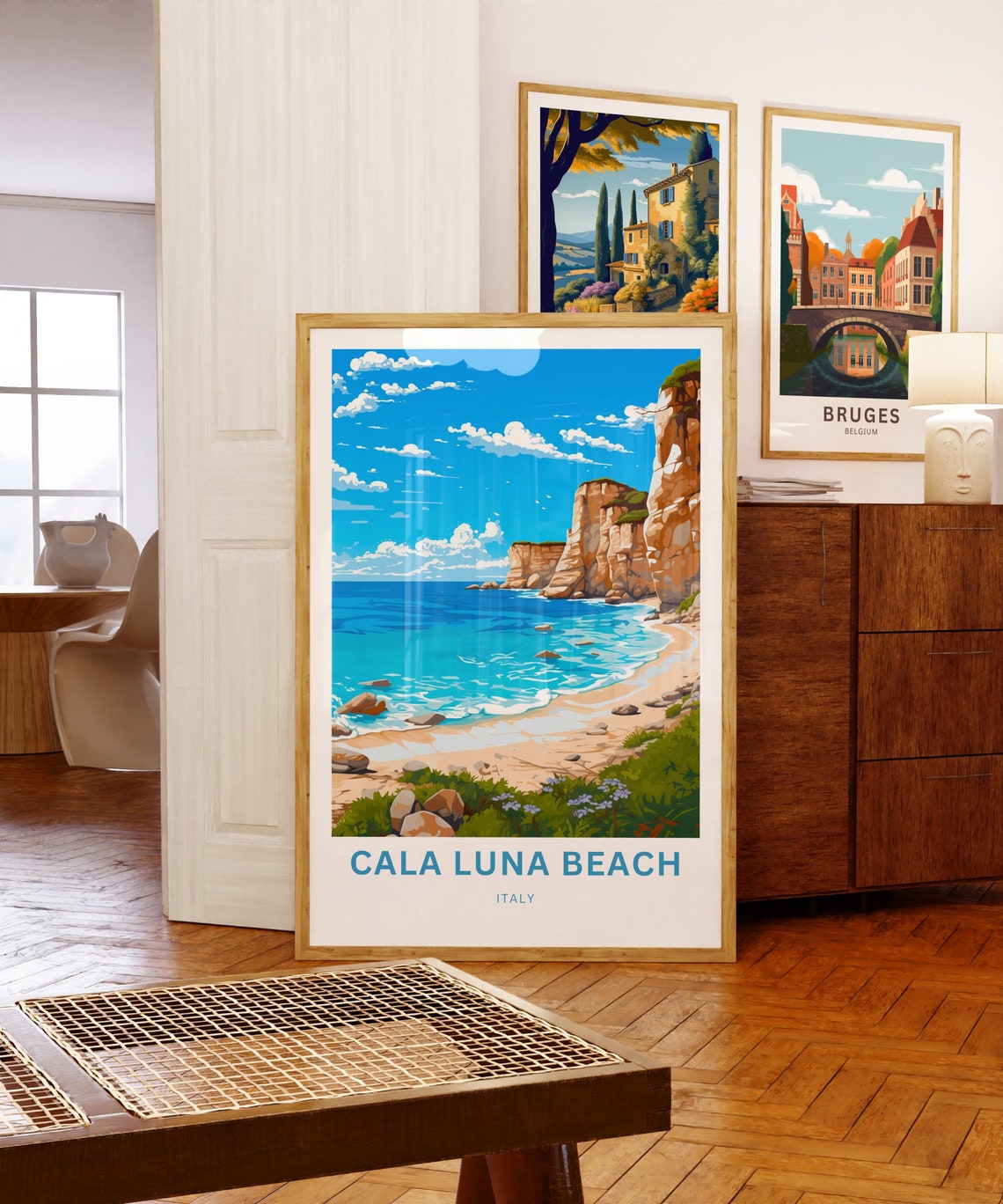 Cala Luna Beach Italy Cliffs Customizable Vintage Travel Poster - Image 5