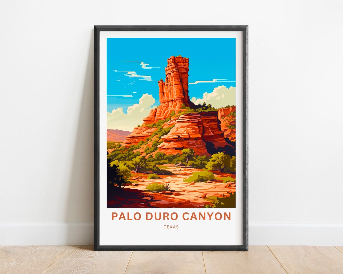 Palo Duro Canyon Texas Red Rock Formation Bright Sky Scene Poster