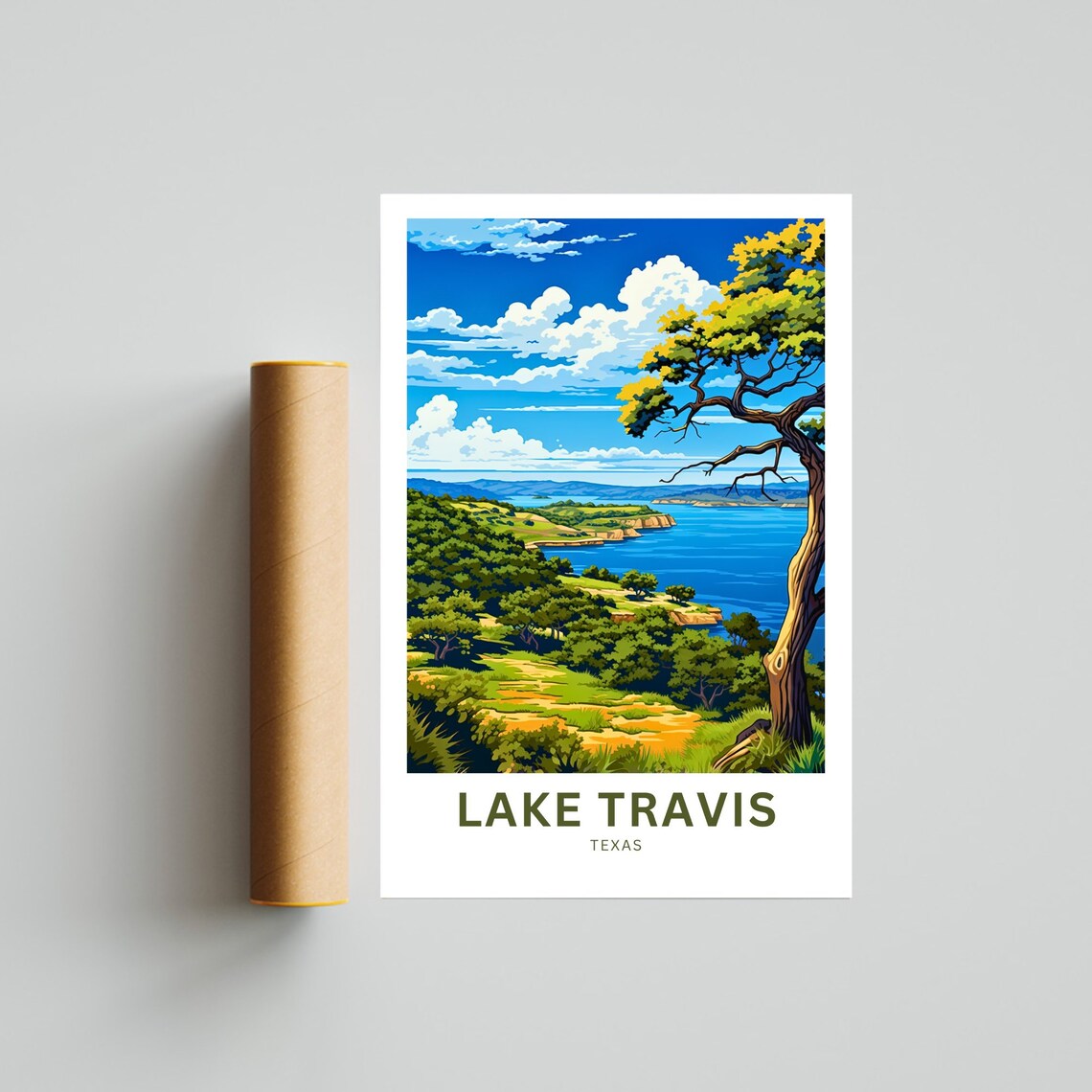 Lake Travis Texas Scenic Hill Country Lake View Travel Poster - Image 4