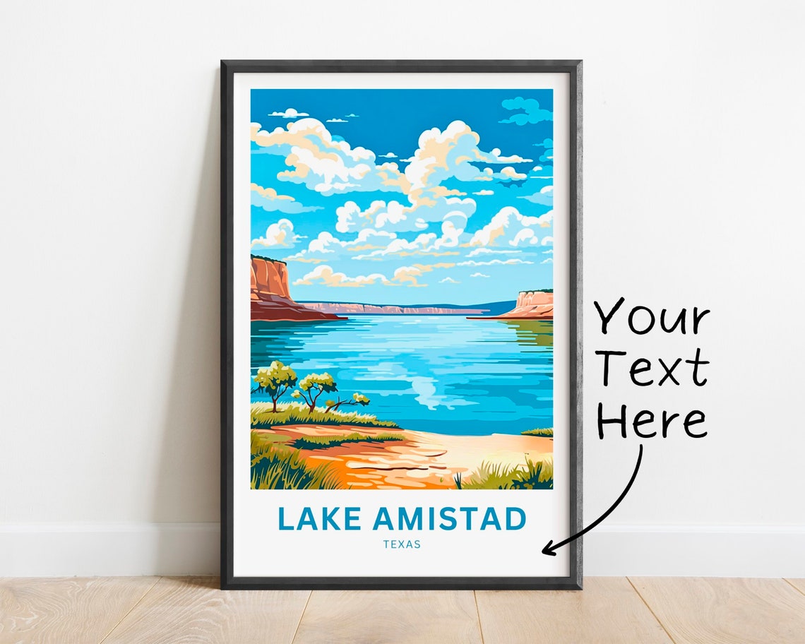 Personalized Lake Amistad Texas Reservoir Red Rock Shore Poster