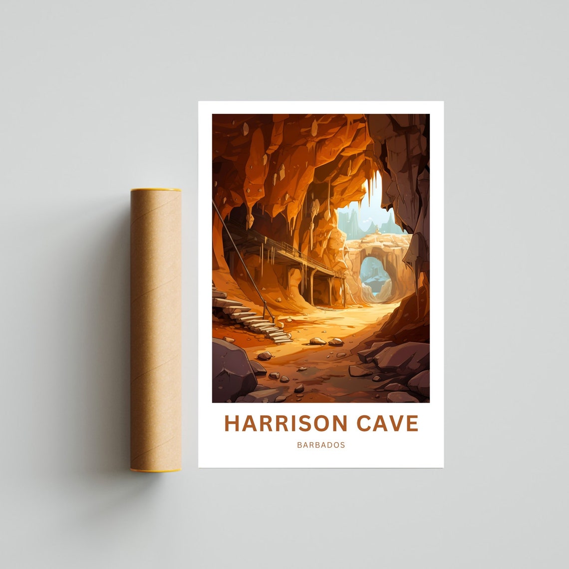 Harrison Cave Barbados Personalized Orange Cave Interior Travel Poster - Image 4