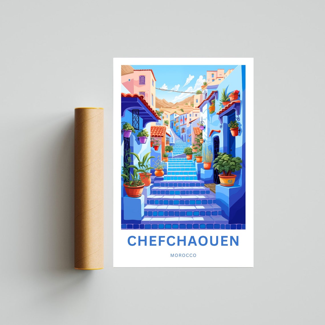 Personalized Chefchaouen Travel Print Chefchaouen Poster Morocco Wall Art Framed Present Gift Morocco Present - Image 4