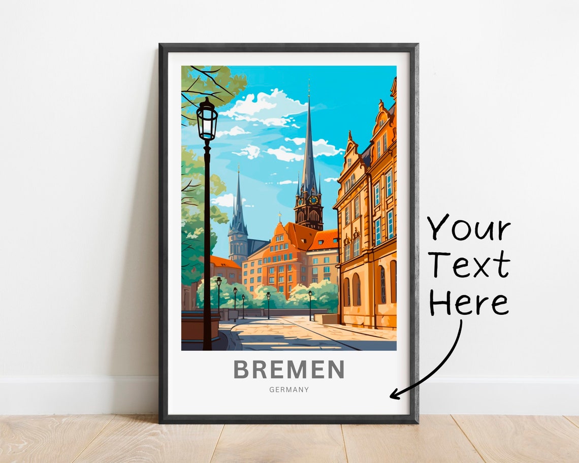 Bremen Germany Customizable Cathedral Spires Travel Poster Artwork