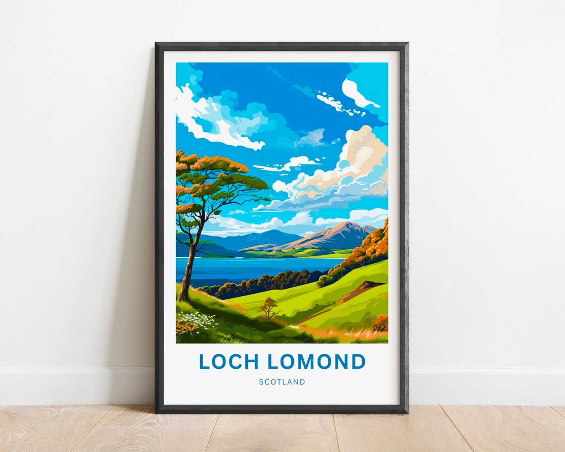 Loch Lomond Scotland Emerald Hills and Blue Water View Poster