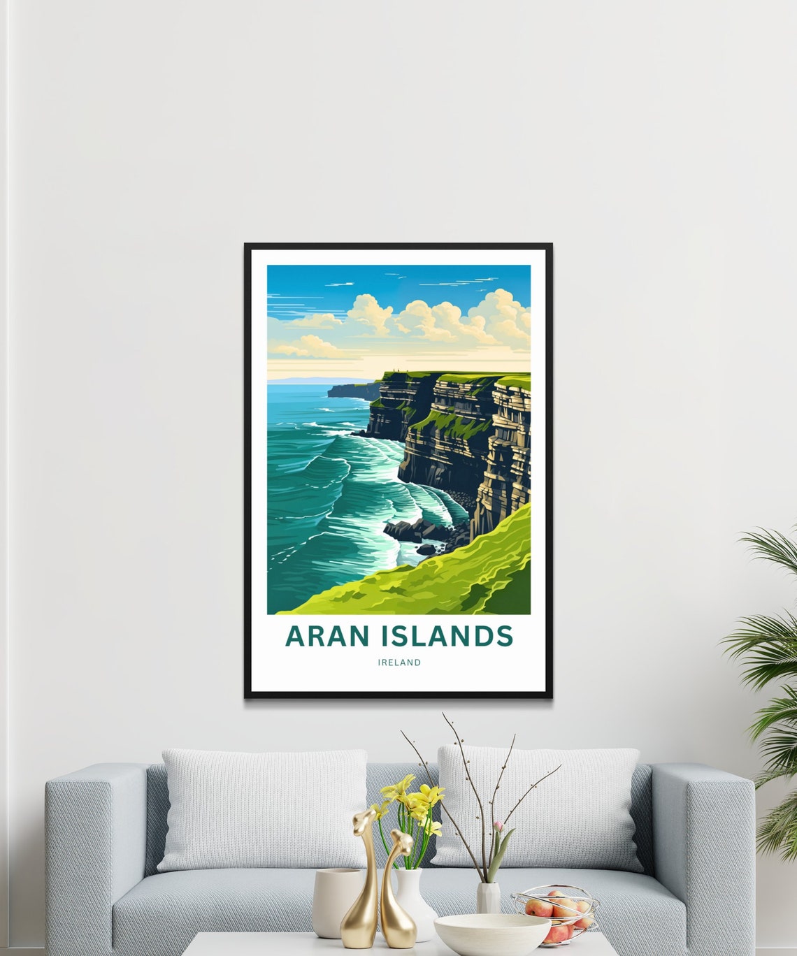 Aran Islands Ireland Layered Limestone Cliffs Turquoise Sea Poster - Image 3