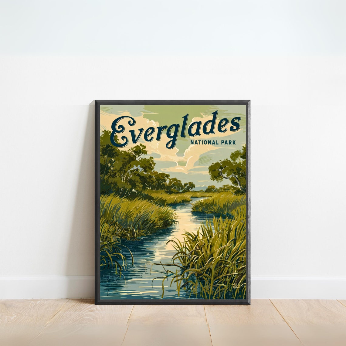 Everglades National Park Vintage Wetlands Wildlife River Poster