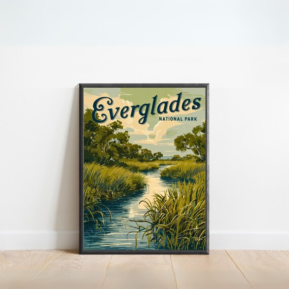 Everglades National Park Vintage Wetlands Wildlife River Poster