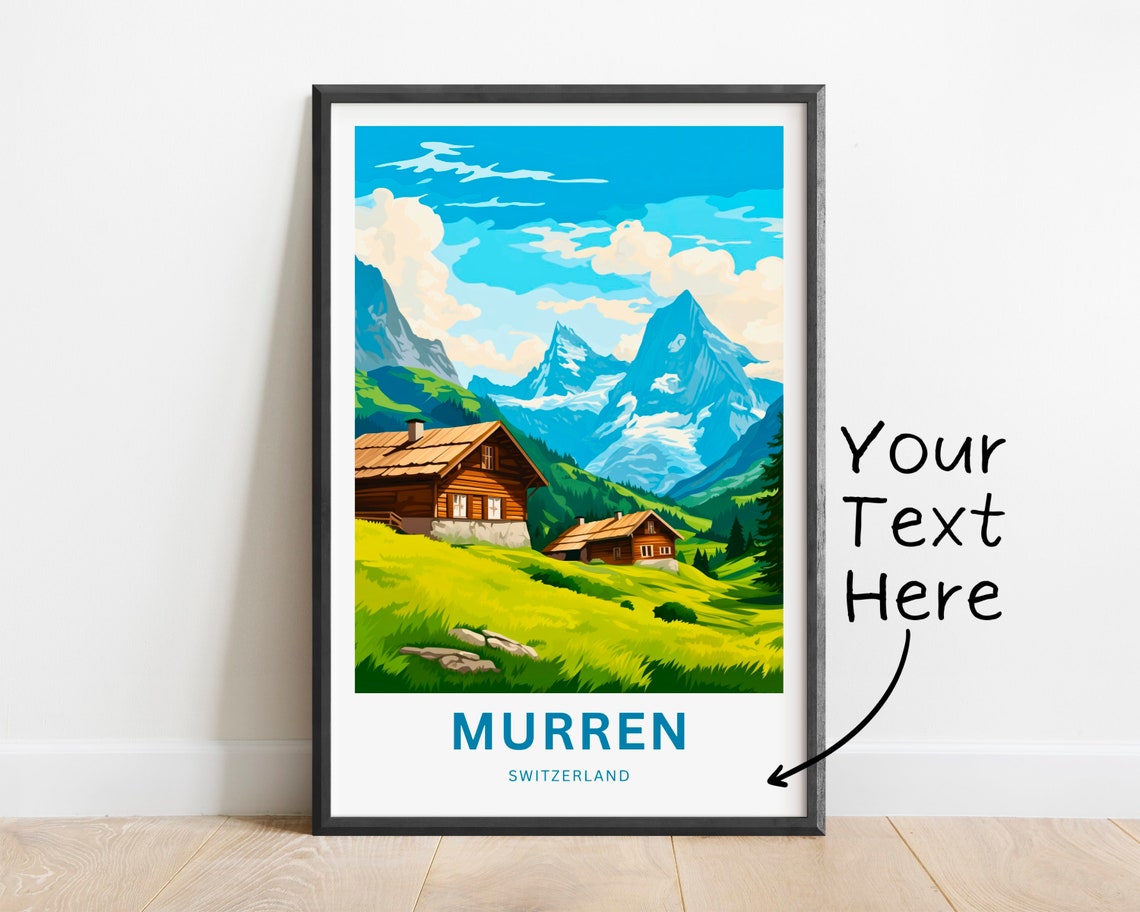 Murren Switzerland Snowcapped Peak Mountain Village View Poster - Image 2