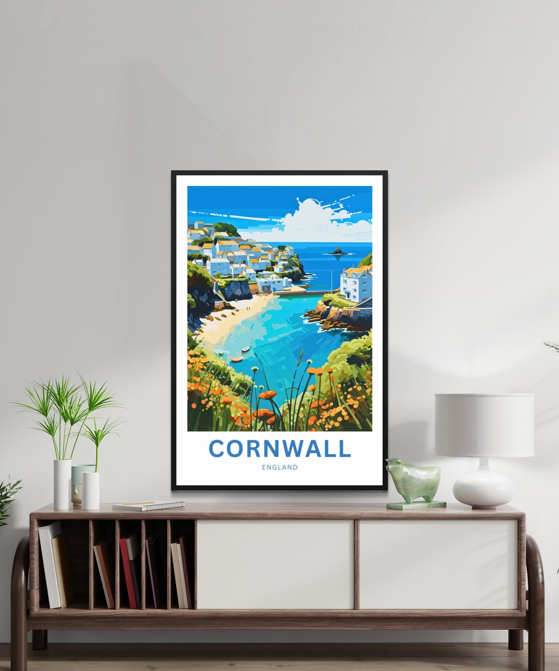 Personalized Cornwall England Cove Beach Village Travel Poster Gift - Image 2